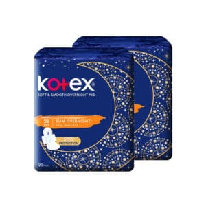Kotex Soft & Smooth Slim Overnight 360Protection Heavy Flow Wing 28cm TP 2x20's