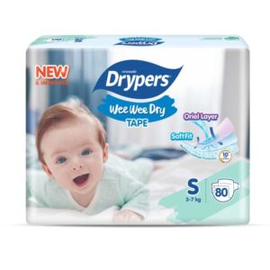 Drypers Diapers Wee Wee Dry Mega Tape S80's 3-7kg