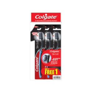 Colgate Slimsoft Charcoal Toothbrush Ultra Soft 3's