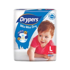 Drypers Wee Wee Dry Mega Diapers L (9-14kg) 62's