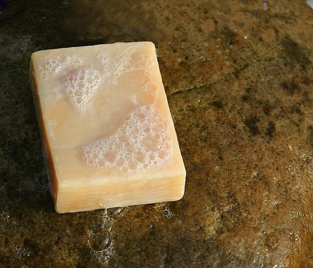 A bar of handmade soap