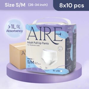 (Bundle of 8) AIRE Adult Pull Up Pants S/M 10's (66-86cm)