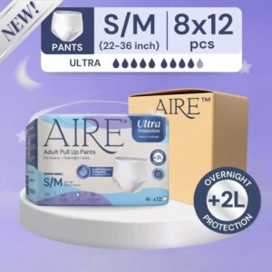 (Bundle of 8) AIRE Ultra Protect Adult Pull Up Pants S/M 12's (56-91cm)