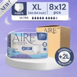 (Bundle of 8) AIRE Ultra Protect Adult Pull Up Pants XL12's (112-163cm)