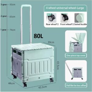 myCK Foldable Shopping Cart Trolley with Adjustable Handle (80L) - Green